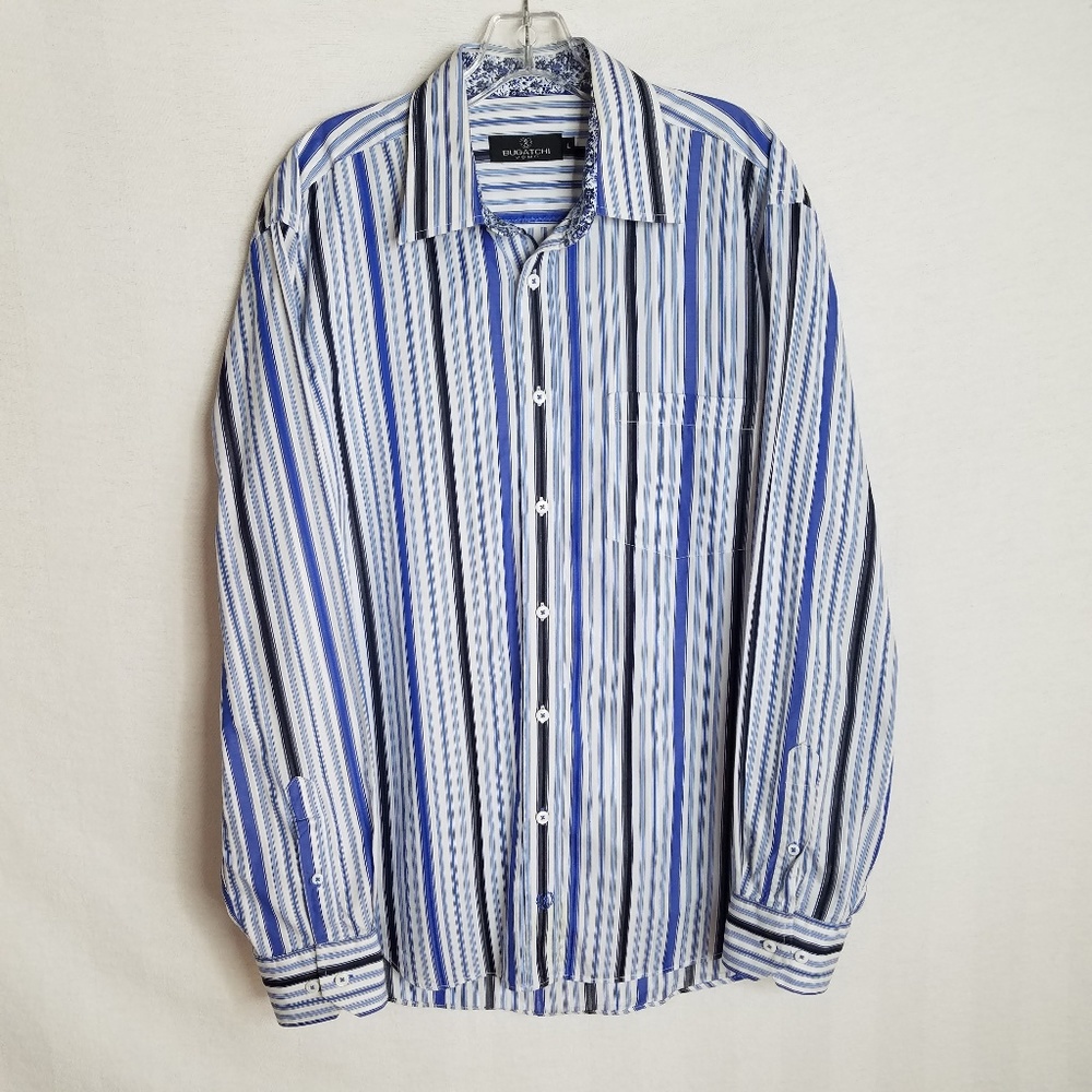 Bugatchi Uomo Striped Button Front Flip Cuff Shirt - image 2